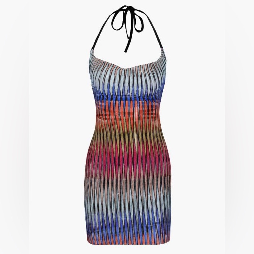 Multicolored Sheer Swimsuit Coverup